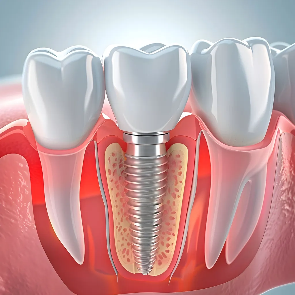 Fogászati implantátum a pótolt csontállományban